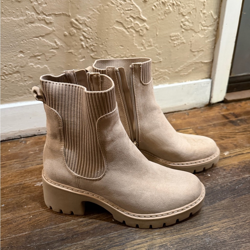 No Boundaries Beige Ankle Boots